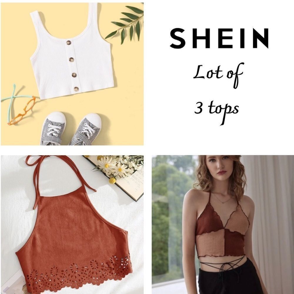 SHEIN 3 Piece Top Lot Halters and Crop Tops S NWOT